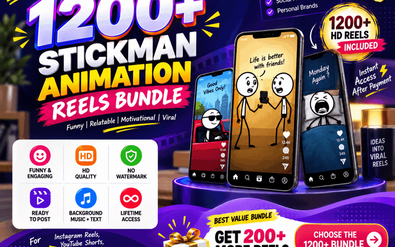 1200+ Stickman Animation Reels Bundle
